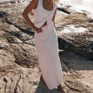 DISSH White Linen Midi Skirt Size US6